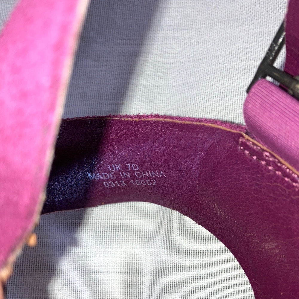 Women's Suede Buckle Wedge Sandal in Berry - Picture 12 of 16